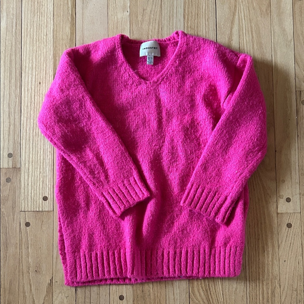 Vibrant Pink V-Neck Sweater